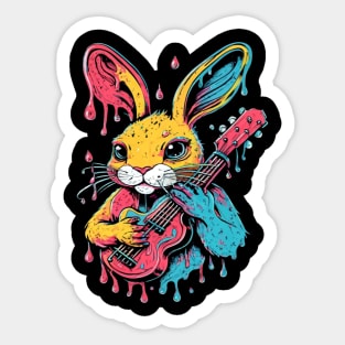 Cute Rabbit Playing Electric Guitar Sticker